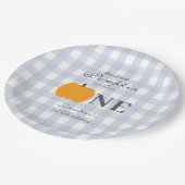 Kleine pompoen Herfst pastel blauw eerste verjaard Papieren Bordje (Gekanteld)