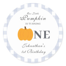 Kleine pompoen Herfst pastel blauw eerste verjaard