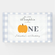 Kleine pompoen Herfst pastel blauw eerste verjaard