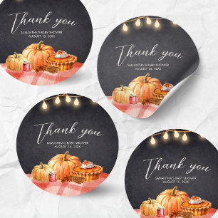 Kleine Pompoen Herfst Picknick Baby Shower Ronde Sticker
