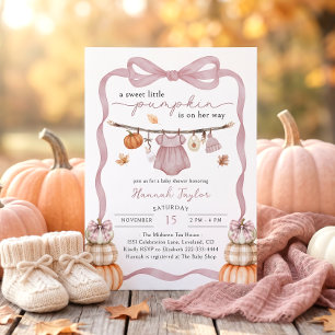 Kleine Pompoen Herfst Roze Meisje Baby Shower Kaart