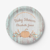 Kleine pompoen Herfst rustiek Baby shower Papieren Bordje (Voorkant)