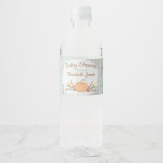 Kleine pompoen Herfst rustiek Baby shower Waterfles Etiket