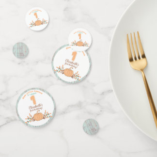 Kleine pompoen Herfst rustieke 1e verjaardag Confetti