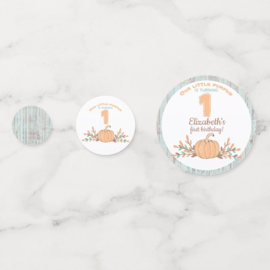 Kleine pompoen Herfst rustieke 1e verjaardag Confetti (Achterkanten)