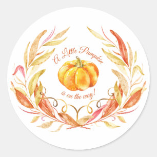 Kleine Pompoen Herfst Sinaasappel Baby shower Favo Ronde Sticker