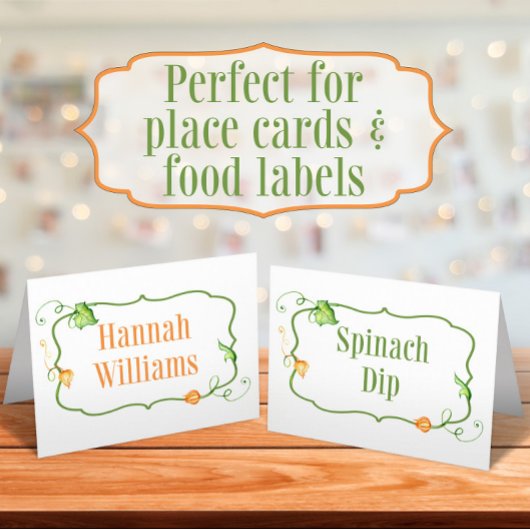 Kleine Pompoen Herfst Sprookjesvoedsel Label Tent  Plaatskaartje