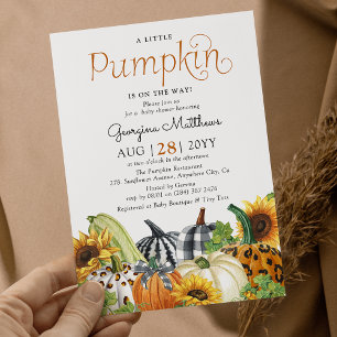 Kleine Pompoen Herfst Trendy Neutrale Baby Shower Kaart