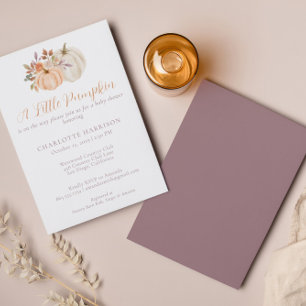 Kleine Pompoen Herfst Waterverf Bloemen Baby showe Kaart