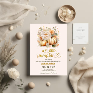 Kleine pompoen herfst waterverf bloemenkinderfeest kaart
