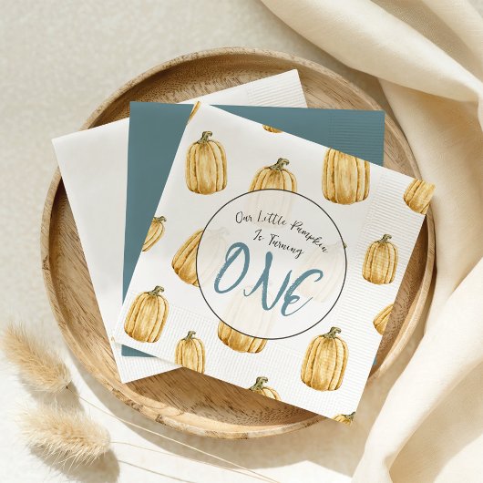 Kleine pompoen Herfst Waterverf Boy Verjaardag Servet