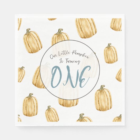 Kleine pompoen Herfst Waterverf Boy Verjaardag Servet (Voorkant)