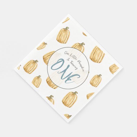 Kleine pompoen Herfst Waterverf Boy Verjaardag Servet (Hoek)