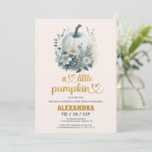 Kleine pompoen herfst waterverf floraal kaart (Staand voorkant)