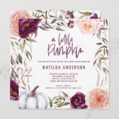 Kleine pompoen herfst waterverf florale baby showe (Voorkant / Achterkant)