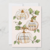 Kleine pompoen herfst waterverf florale baby showe kaart (Voorkant)