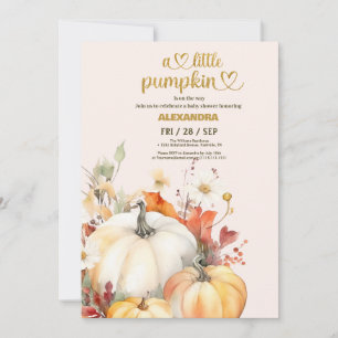 Kleine pompoen herfst waterverf florale baby showe kaart