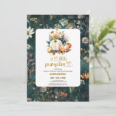 Kleine pompoen herfst waterverf florale baby showe kaart (Staand voorkant)