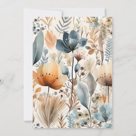 Kleine pompoen herfst waterverf florale baby showe kaart (Achterkant)