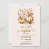 Kleine pompoen herfst waterverf florale baby showe kaart (Voorkant)