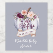 Kleine pompoen herfst waterverf florale baby showe wijn etiket (Enkel label)