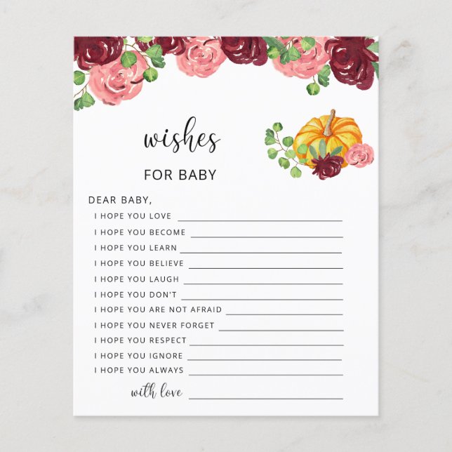 Kleine pompoen herfst wenst baby (Voorkant)