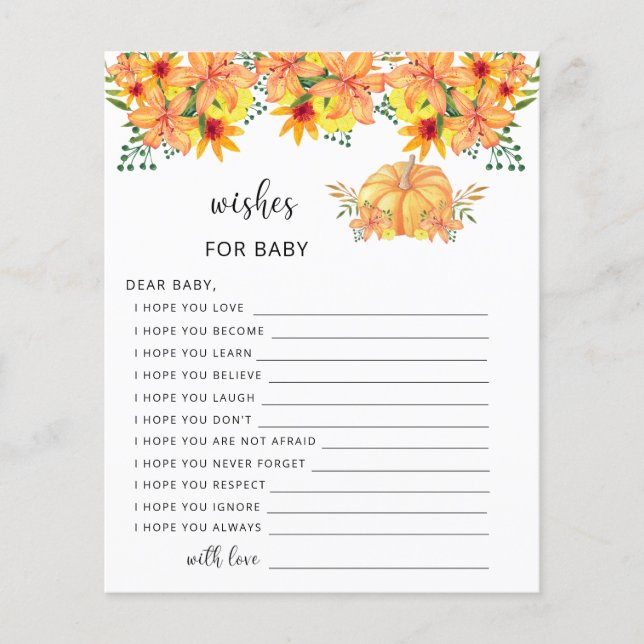 Kleine pompoen herfst wenst baby (Voorkant)