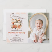 Kleine Pompoen Herfst Wildflower Patroon Verjaarda Kaart (Voorkant)