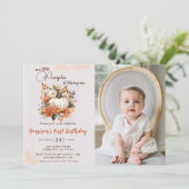 Kleine Pompoen Herfst Wildflower Patroon Verjaarda Kaart (Staand voorkant)