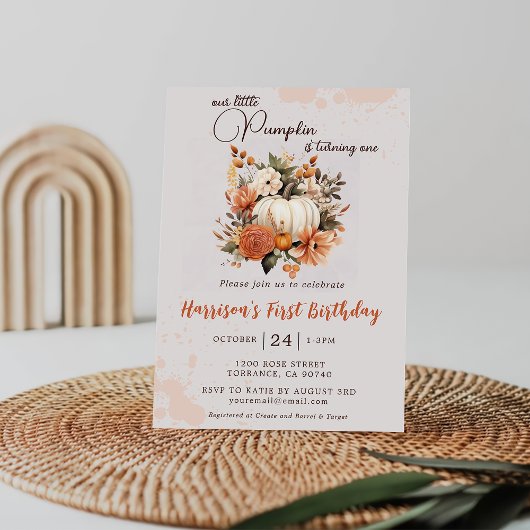 Kleine Pompoen Herfst Wildflower Patroon Verjaarda Kaart