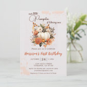 Kleine Pompoen Herfst Wildflower Patroon Verjaarda Kaart (Staand voorkant)