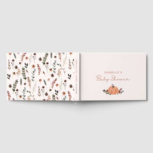 Kleine Pompoen Herfst Wildflower Pattern Baby show Gastenboek (Volledig)