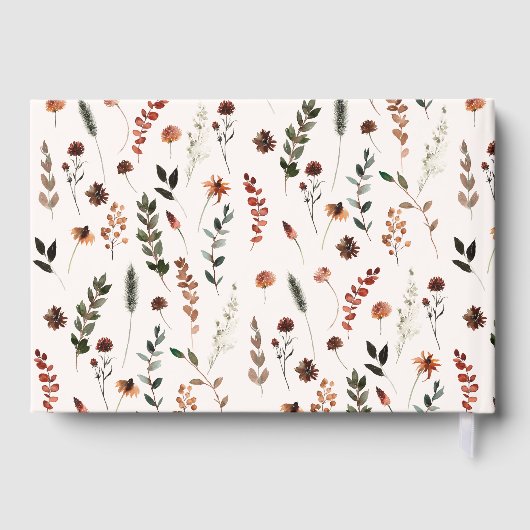 Kleine Pompoen Herfst Wildflower Pattern Baby show Gastenboek (Achterkant)