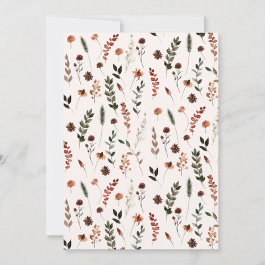 Kleine Pompoen Herfst Wildflower Pattern Baby show Kaart (Achterkant)