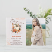 Kleine Pompoen Herfst Wildflower Pattern Baby show Kaart (Staand voorkant)