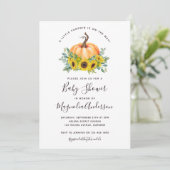 Kleine pompoen Herfst Zonnebloem Baby shower Kaart (Staand voorkant)