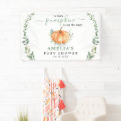 Kleine Pompoen Herfstgroen Goud Baby Shower Spandoek (Insitu)