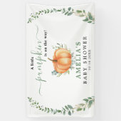 Kleine Pompoen Herfstgroen Goud Baby Shower Spandoek (Verticaal)
