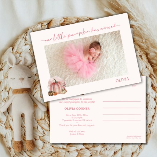 Kleine Pompoen Is Gearriveerd Herfst Baby Aankondi Aankondiging