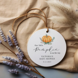 Kleine pompoen is onderweg Baby shower Scalloped Bedankjes Labels