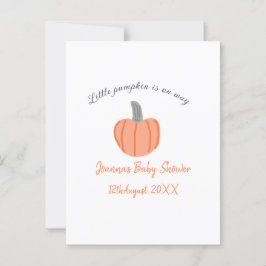 Kleine pompoen is onderweg oranje grijs baby showe briefkaart
