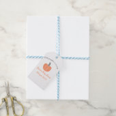 Kleine pompoen is onderweg oranje grijs baby showe cadeaulabel (Met Touw)