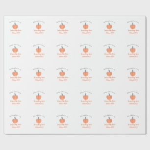 Kleine pompoen is onderweg oranje grijs baby showe cadeaupapier