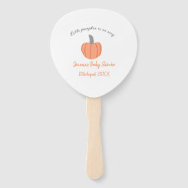 Kleine pompoen is onderweg oranje grijs baby showe handwaaier