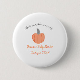 Kleine pompoen is onderweg oranje grijs baby showe ronde button 5,7 cm