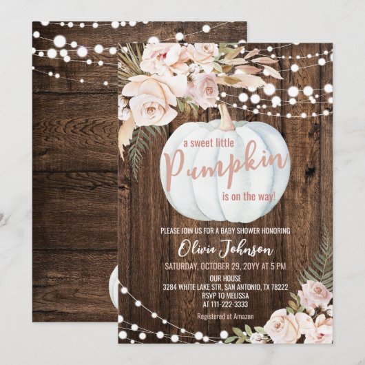 Kleine Pompoen is op komst Baby Shower Kaart (Voorkant / Achterkant)