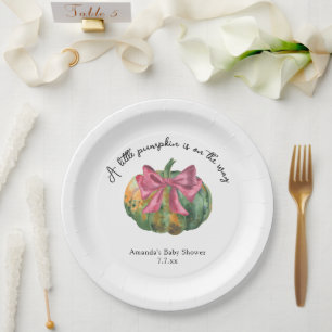 Kleine Pompoen is op komst Herfst baby shower Papieren Bordje