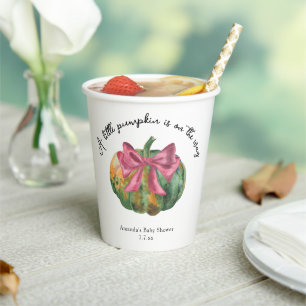 Kleine pompoen is op komst herfst babyshower papieren bekers