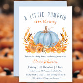 Kleine pompoen is op weg naar Blue Boy Baby shower Kaart