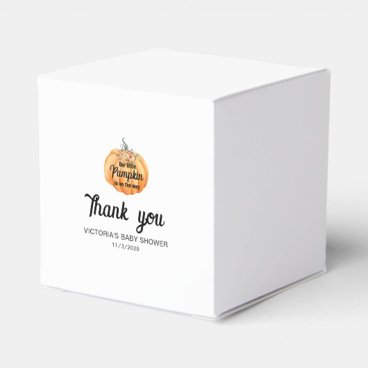 Kleine pompoen is op weg naar het Baby shower Bedankdoosjes (Achterkant)